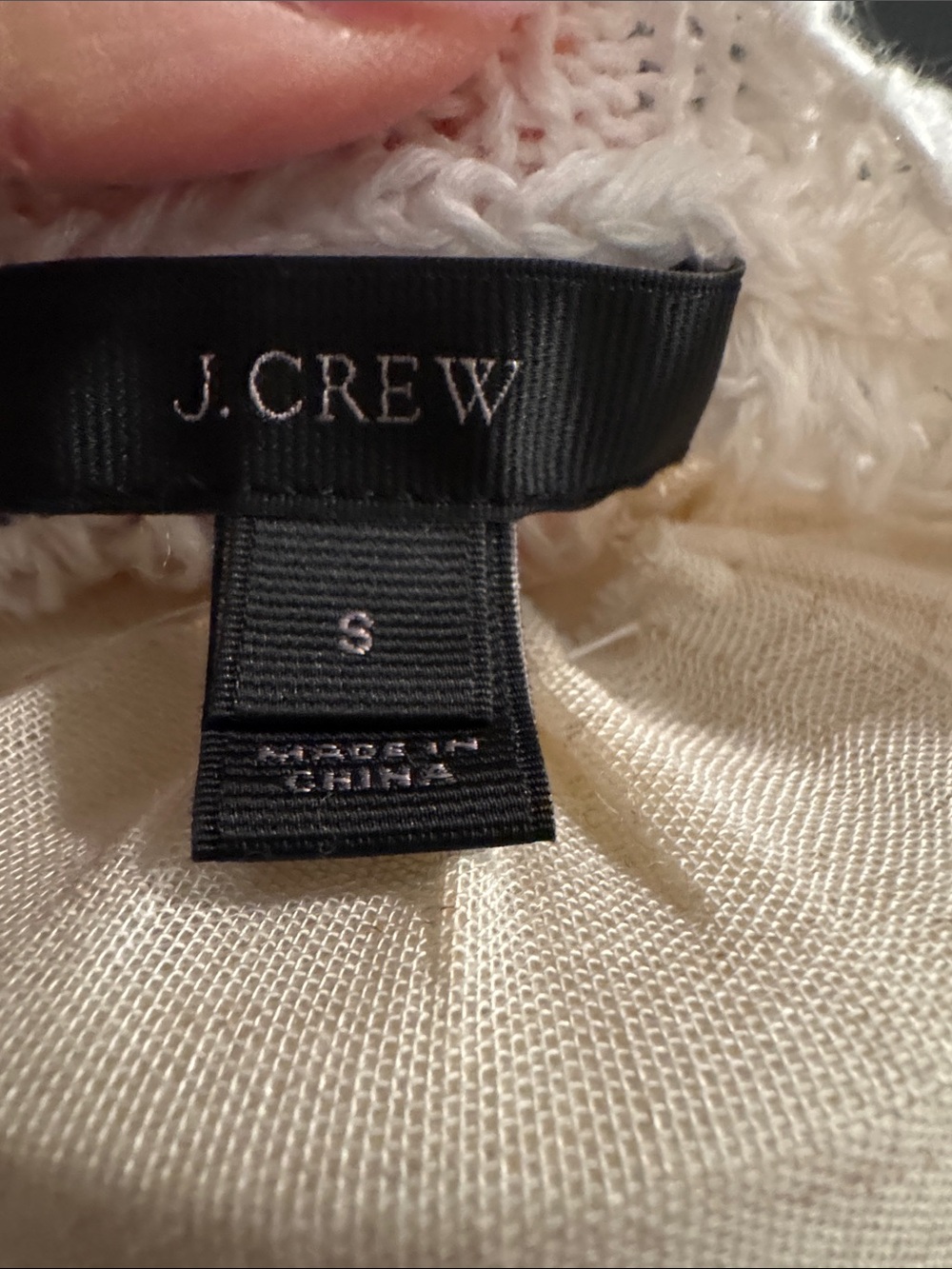 J. Crew Cream Knit Fringe-Trim Top. Size Small - Picture 7 of 9